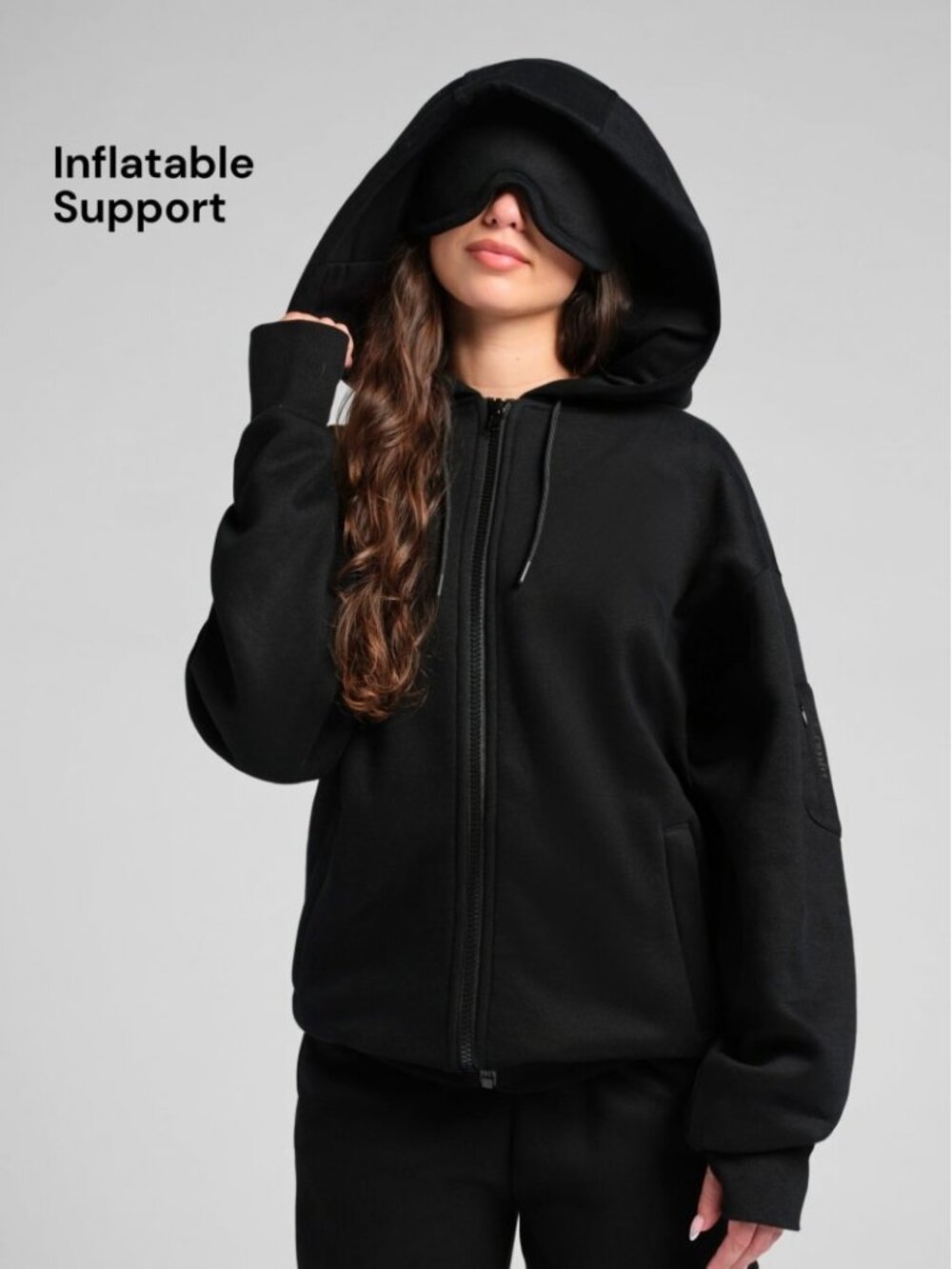 NEW - Comfrt Inflate Zip Hoodie Onyx Black Size M (fits like L)